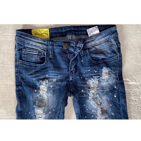 Size 1 MACHINE Jeans RHINESTONES! - Picture 4 of 8